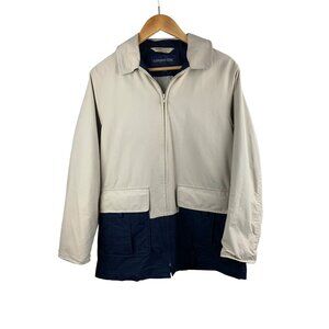 London Fog Mens Khaki & Navy Hooded Jacket X-Small